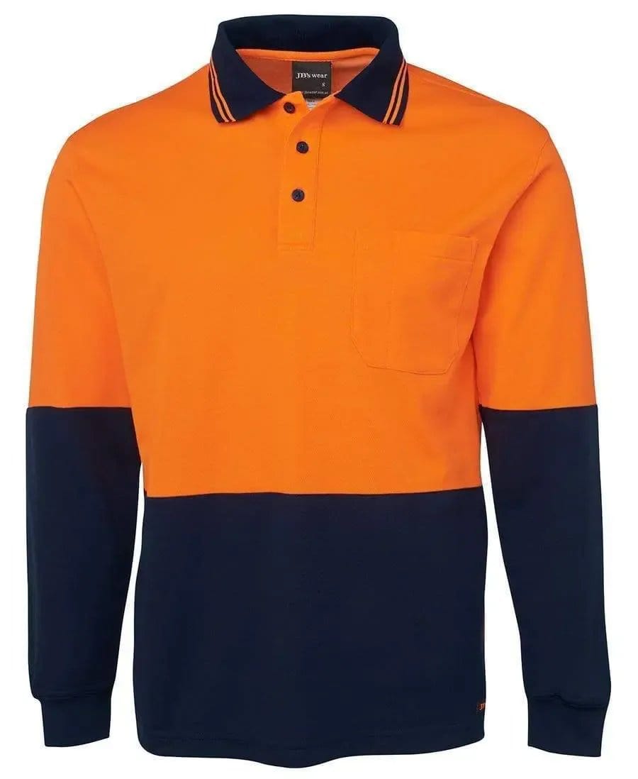 Jb's Hi-Vis Long Sleeve Cotton Back Polo 6HPL